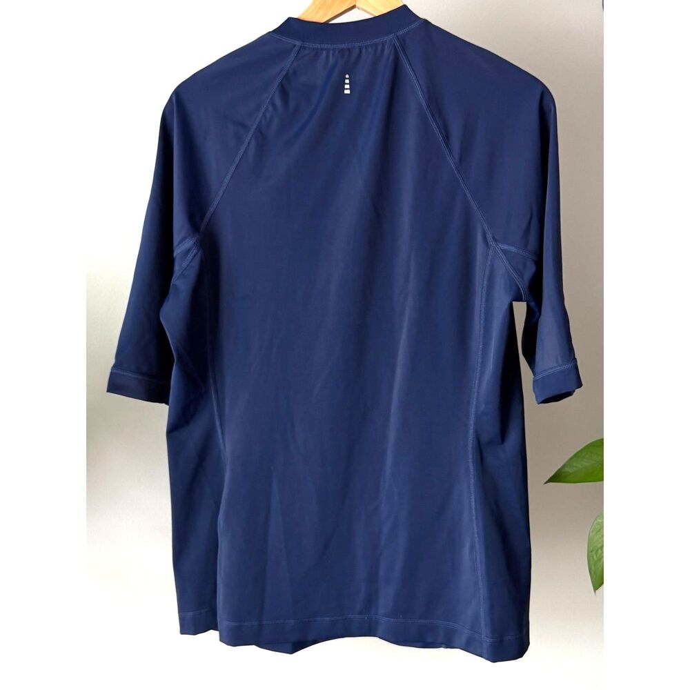 Lands End Navy Blue Full Zip Short Sleeve Rash Guard | Surf Beach Sun | Sz L - Picture 3 of 9